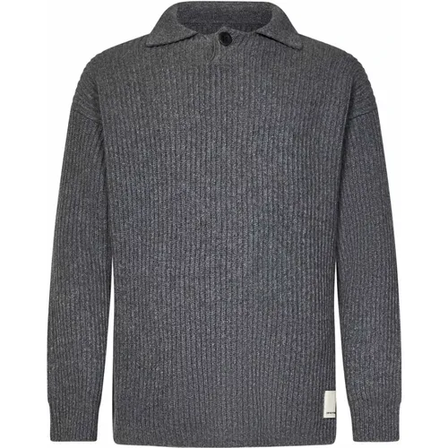 Grauer Woll-Polo-Pullover , Herren, Größe: L - Emporio Armani - Modalova