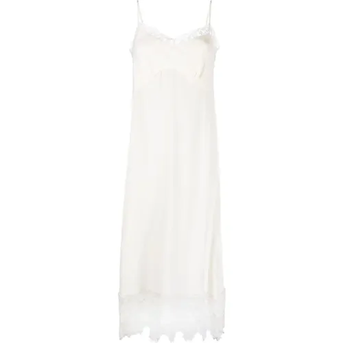 Ivory Lace Trim Sleeveless Slip Dress , female, Sizes: XS - Simone Rocha - Modalova