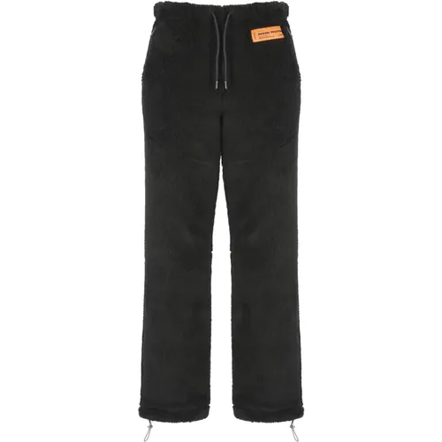 Schwarze Bouclé-Hose mit Logo-Patch , Herren, Größe: S - Heron Preston - Modalova