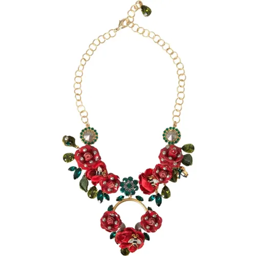 Crystal Statement Necklace Gold , female, Sizes: ONE SIZE - Dolce & Gabbana - Modalova