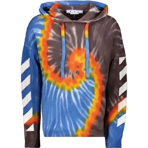 Tie-Dye Strickhoodie Off White - Off White - Modalova