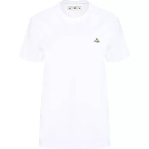 Geripptes Baumwoll-Crew-Neck T-Shirt , Damen, Größe: L - Vivienne Westwood - Modalova