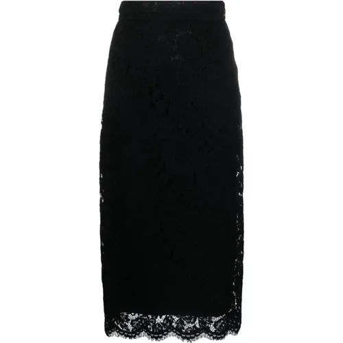 Branded Stretch Lace Midi Skirt , female, Sizes: XS, M, S - Dolce & Gabbana - Modalova