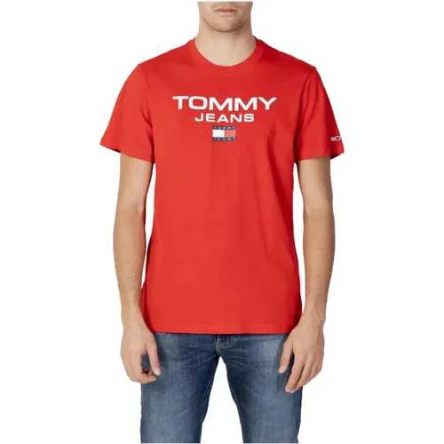 Rotes Print T-Shirt für Männer - Tommy Jeans - Modalova