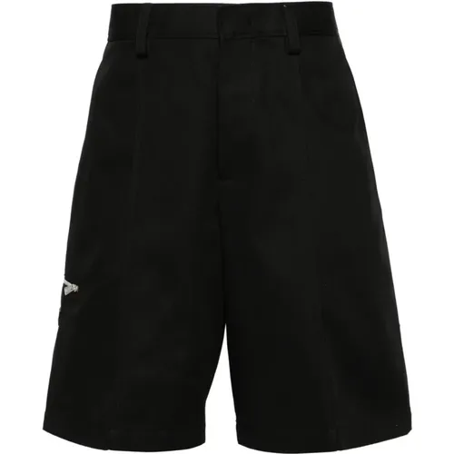 Schwarze Baumwoll-Twill Shorts , Herren, Größe: M - Lanvin - Modalova