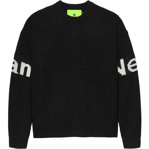 Schwarzer Baumwoll-Crew-Knit-Pullover , Herren, Größe: L - New Amsterdam Surf Association - Modalova