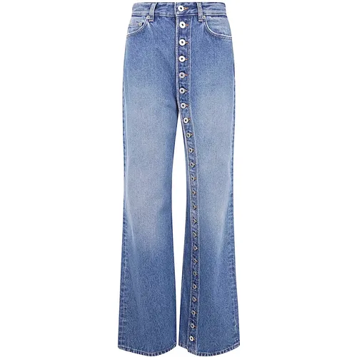 Vintage Blaue Denim Jeans mit Bein-Knöpfen , Damen, Größe: W26 - Jean Paul Gaultier - Modalova