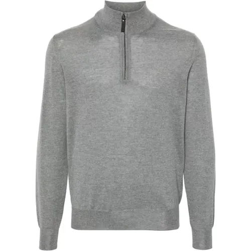 Merino Wool Half-Zip Sweater , male, Sizes: 2XL, L, XL, M, 3XL - Canali - Modalova