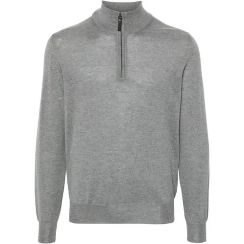 Merinowolle Halbzip Pullover , Herren, Größe: L - Canali - Modalova