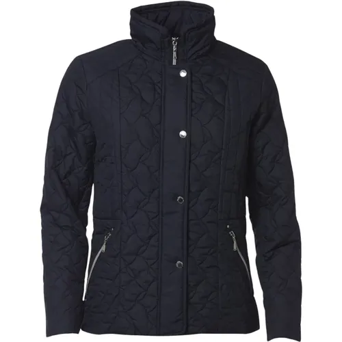 Quilted Navy Jacket with High Collar , female, Sizes: 4XL, M, S - Danwear - Modalova