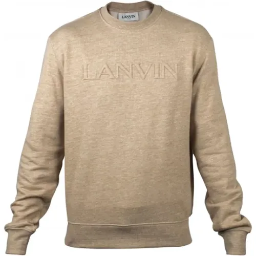 Beiger Baumwoll-Sweatshirt mit Besticktem Logo , Herren, Größe: L - Lanvin - Modalova