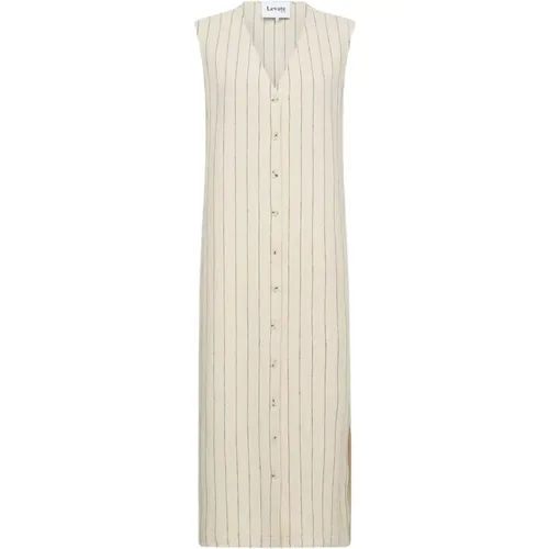 Cream Pinstripe Guddi Long Jacket/Dress , female, Sizes: XS, M, S - Levete Room - Modalova