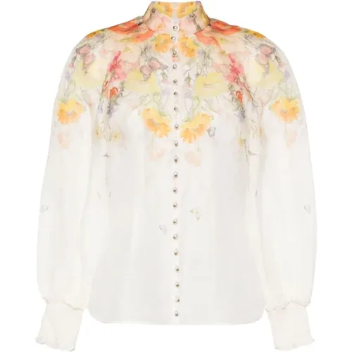 Red Butterflies Tranquillity Blouse , female, Sizes: L, M, XS - Zimmermann - Modalova