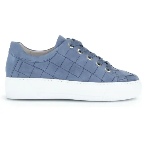 Blaue Leder Sneaker Trendiger Steppstil , Damen, Größe: 36 EU - Gabor - Modalova