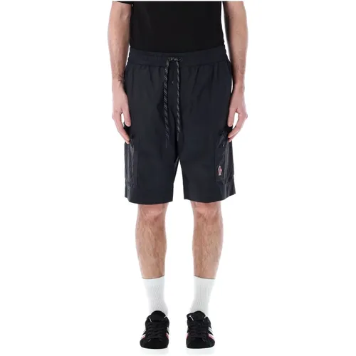 Schwarze Bermuda Shorts mit elastischem Bund - Moncler - Modalova