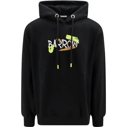 Schwarzer Hoodie mit Maxi-Print , Herren, Größe: M - Barrow - Modalova