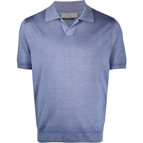 Wool/silk buttonless polo shirt , male, Sizes: 3XL, 2XL - Canali - Modalova