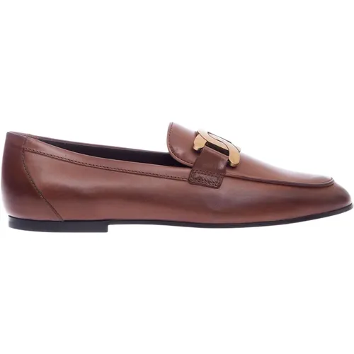 Leather Loafer with Chain Buckle - Size 36 , female, Sizes: 3 UK - TOD'S - Modalova