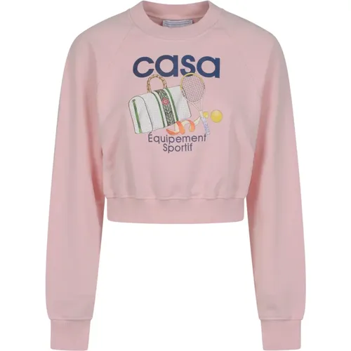 Printed Cropped Sweatshirt , female, Sizes: S, XS, M - Casablanca - Modalova