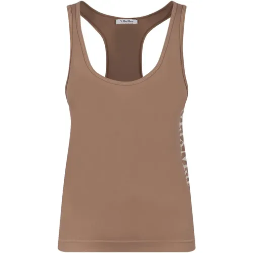 Braunes Logo-Print ärmelloses Top , Damen, Größe: M/L - Max Mara - Modalova