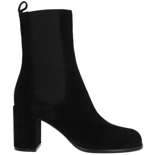 Suede Boots with Elastic Panels and Chunky Heel , female, Sizes: 4 UK, 3 1/2 UK - Sergio Rossi - Modalova