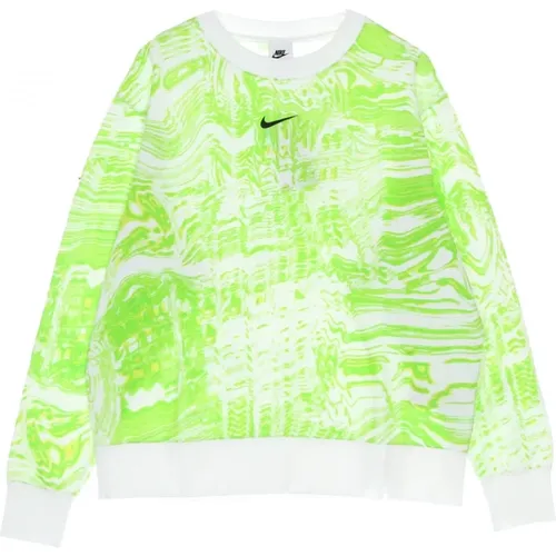 Bedruckter Crewneck Sweatshirt , Damen, Größe: L - Nike - Modalova