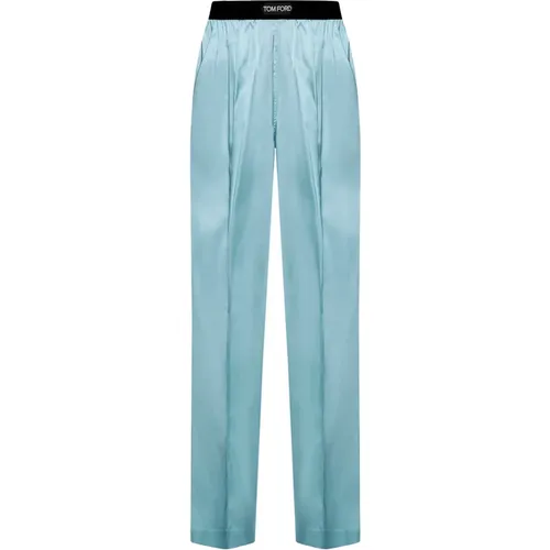 Clear Silk Satin Pajama-Style Pants , female, Sizes: L - Tom Ford - Modalova