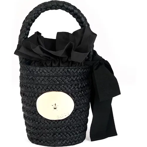 Raffia Bucket Bag with Gold-Tone Hardware , female, Sizes: ONE SIZE - Patou - Modalova