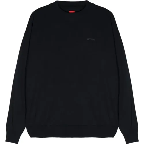 Knitted Crew Neck Sweater , male, Sizes: L, M, S - Ferrari - Modalova