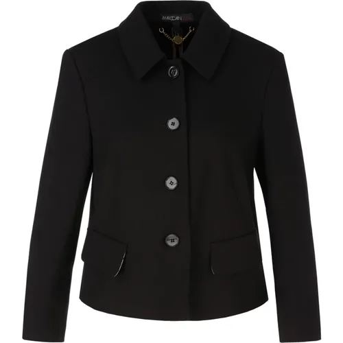 Schwarzer Stretch-Blazer mit dekorativen Taschen und Ärmelschlitzen , Damen, Größe: 2XL - Marc Cain - Modalova