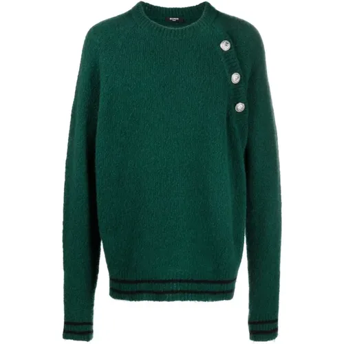 Buttoned crewneck sweater , male, Sizes: S, M - Balmain - Modalova