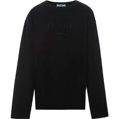 Embroidered Crewneck Sweatshirt , female, Sizes: XL - Prada - Modalova