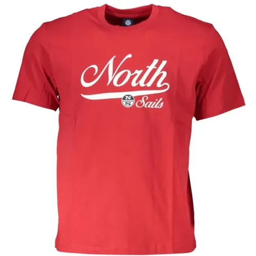 Rotes Baumwoll-Logo-Print-T-Shirt , Herren, Größe: S - North Sails - Modalova