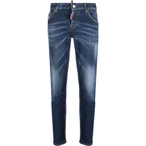 Blaue Stonewashed Skinny Jeans , Damen, Größe: M - Dsquared2 - Modalova