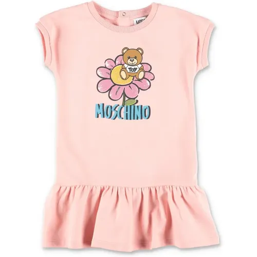 Teddy Bear Rosa Baumwoll T-Shirt Kleid - Moschino - Modalova