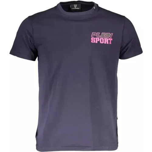 Blaues Baumwoll T-Shirt mit Druck - Plein Sport - Modalova