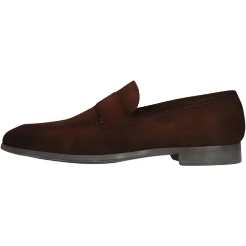 Brauner Wildleder-Loafer Klassischer Stil , Herren, Größe: 43 1/2 EU - Magnanni - Modalova