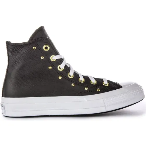 Gold Leather High Top Trainers , female, Sizes: 3 UK, 4 UK, 4 1/2 UK, 6 UK, 5 UK, 3 1/2 UK, 7 UK, 6 1/2 UK, 8 UK - Converse - Modalova