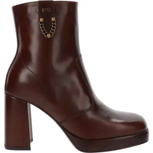 Leather Ankle Boots Elegant Design , female, Sizes: 3 UK - Nerogiardini - Modalova