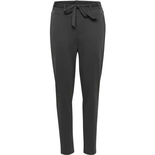 Schmale Schwarze Hose mit Gürtel , Damen, Größe: M - Kaffe - Modalova