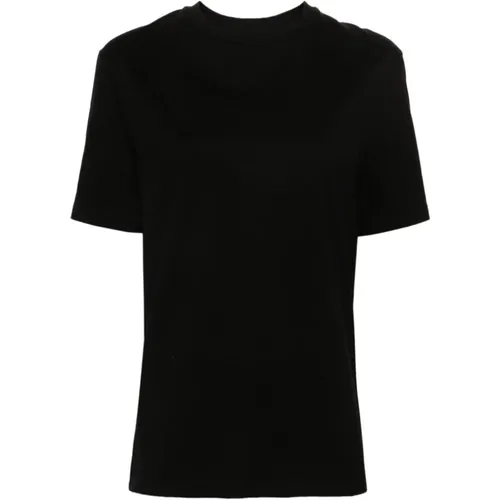 Schwarzes Baumwoll-T-Shirt mit weißem Logo , Damen, Größe: M - Jil Sander - Modalova
