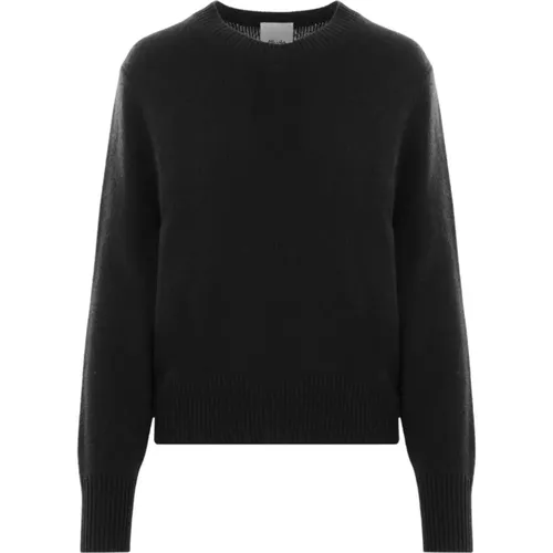 Schwarzer Kaschmirpullover Gerippter Saum , Damen, Größe: M - allude - Modalova