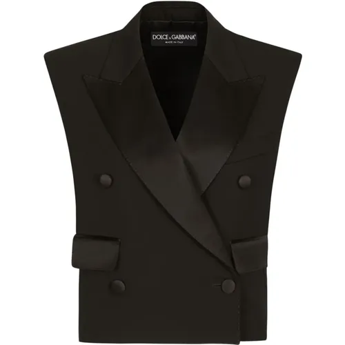 Sleeveless Double-Breasted Wool Jacket , female, Sizes: XS - Dolce & Gabbana - Modalova