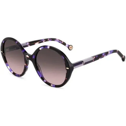 Violet Havana Sonnenbrille mit braunen pink getönten Gläsern , Damen, Größe: 55 MM - Carolina Herrera - Modalova