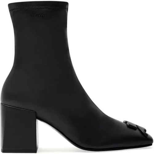 Schwarze Lederstiefel mit Eckiger Spitze , Damen, Größe: 36 EU - Courrèges - Modalova