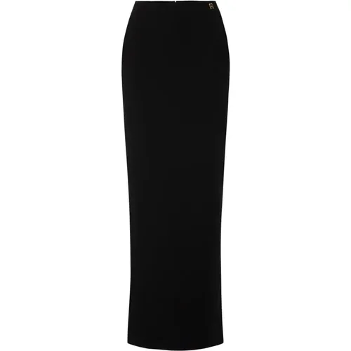 Long Crepe Skirt with Side Slit , female, Sizes: L, S, XL, XS - Elisabetta Franchi - Modalova