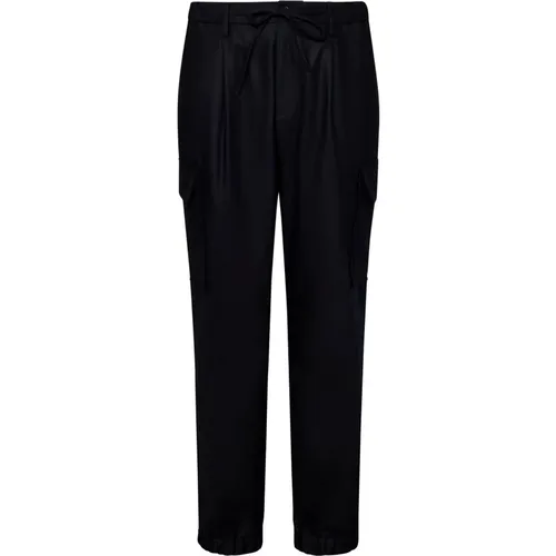 Wool Cargo Trousers Elasticated Cuff , male, Sizes: W35, W32, W31, W36, W33, W38, W34 - Michael Coal - Modalova