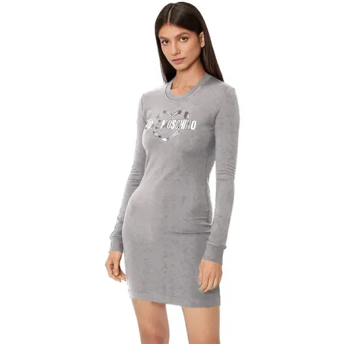 Schickes Kleid aus Baumwollmischung mit Metallic-Logo , Damen, Größe: XS - Love Moschino - Modalova