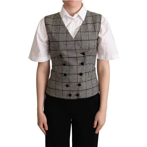 Checkered Sleeveless Waistcoat Vest , female, Sizes: XS - Dolce & Gabbana - Modalova