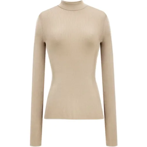 Silk High-necked Fitted Top Long Sleeves , female, Sizes: M - Saint Laurent - Modalova